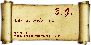 Babics György névjegykártya
