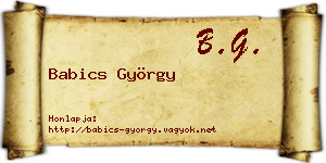 Babics György névjegykártya