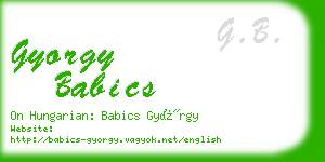 gyorgy babics business card